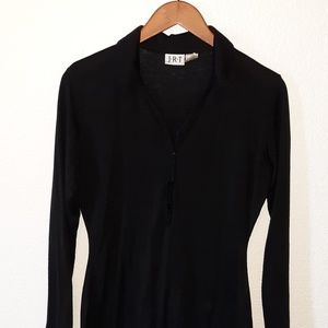 JRT BLACK BUTTON UP LONG SLEEVE TEE SIZE S